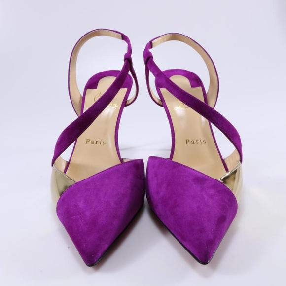 Richelieu Purple 85mm Platina Suede Slingback Pumps C369 - Picture 9 of 12